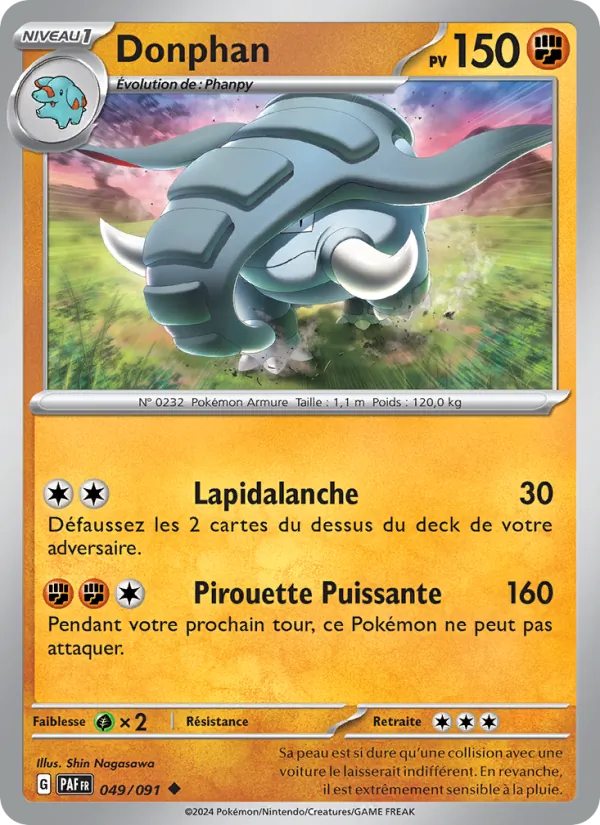 Carte Pokémon Donphan 049/91 de l'extension Destinées de Paldea