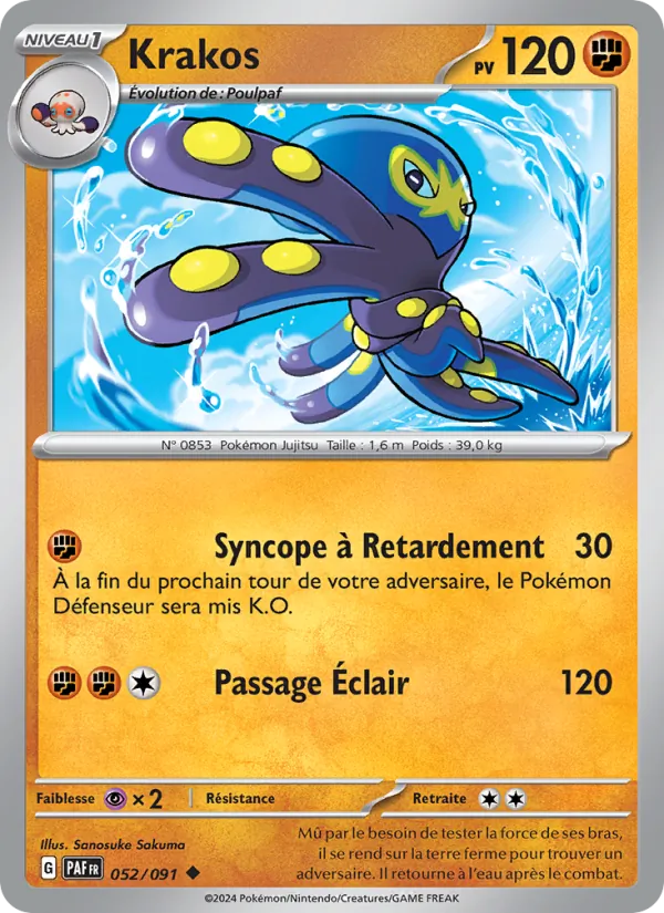 Carte Pokémon Krakos 052/91 de l'extension Destinées de Paldea