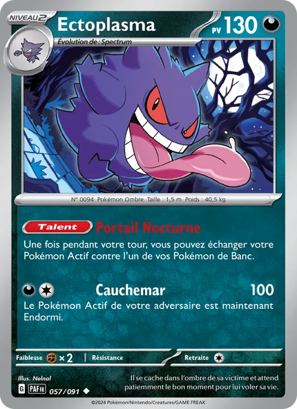 Carte Pokémon Ectoplasma 057/91 de l'extension Destinées de Paldea