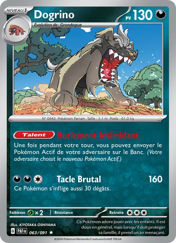 Carte Pokémon Dogrino 063/91 de l'extension Destinées de Paldea