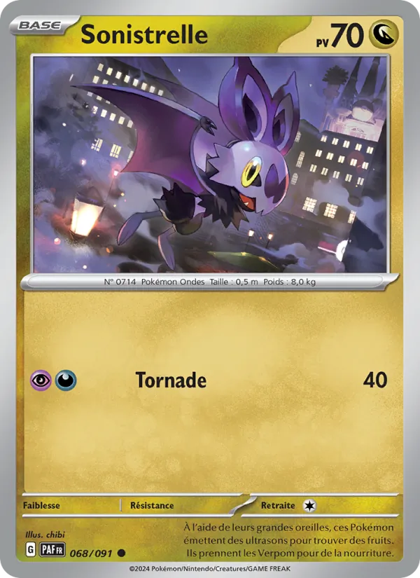 Carte Pokémon Sonistrelle 068/91 de l'extension Destinées de Paldea