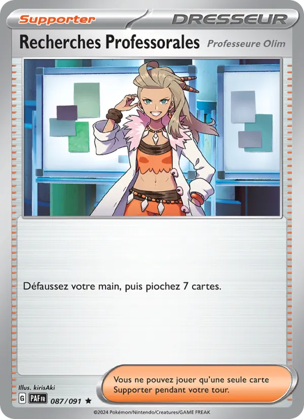 Carte Pokémon Recherches Professorales 087/91 de l'extension Destinées de Paldea