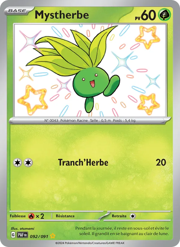 Carte Pokémon Mystherbe 092/91 de l'extension Destinées de Paldea