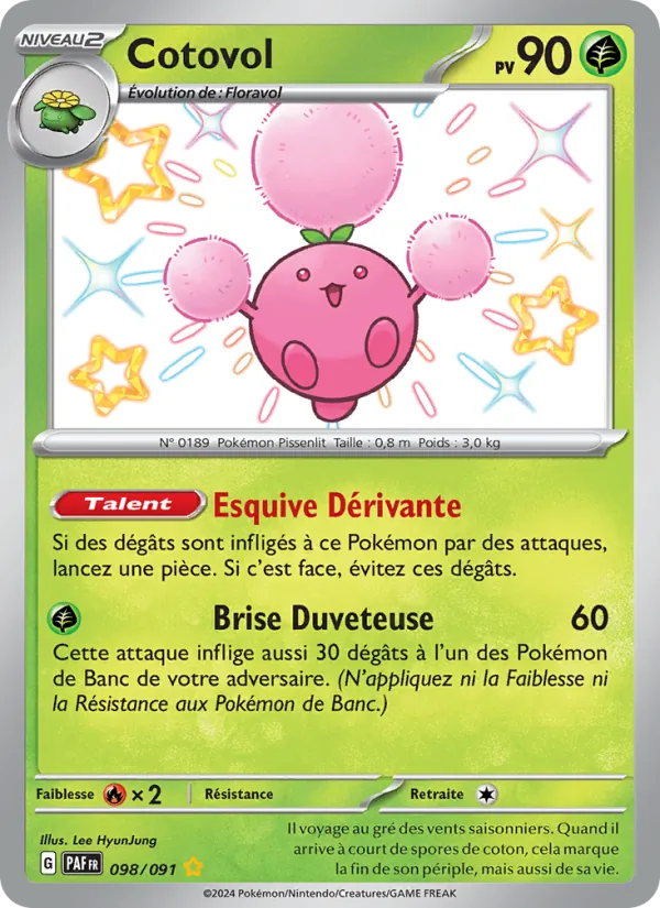 Carte Pokémon Cotovol 098/91 de l'extension Destinées de Paldea