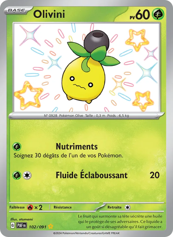 Carte Pokémon Olivini 102/91 de l'extension Destinées de Paldea