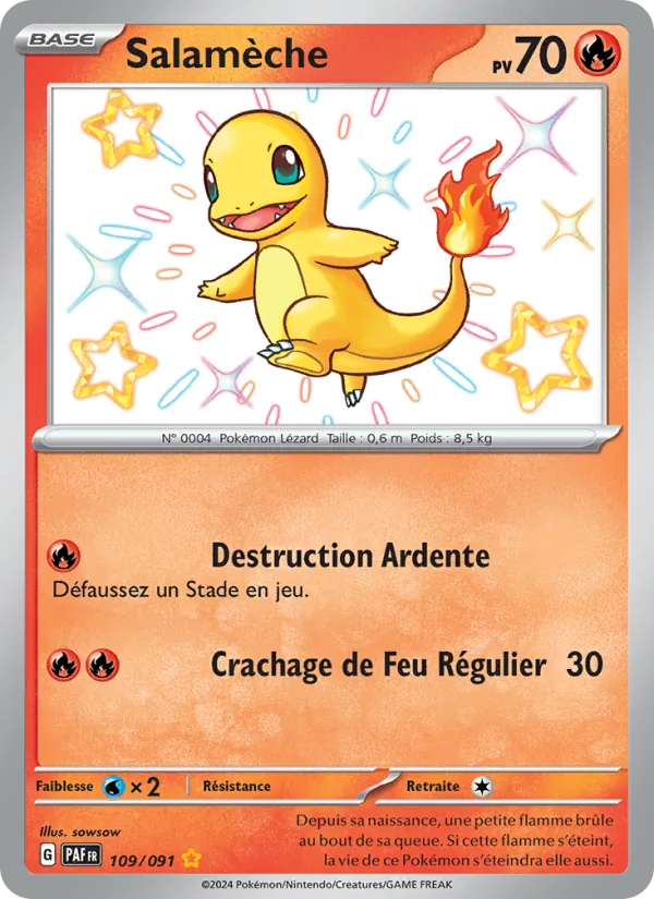 Carte Pokémon Salamèche 109/91 de l'extension Destinées de Paldea