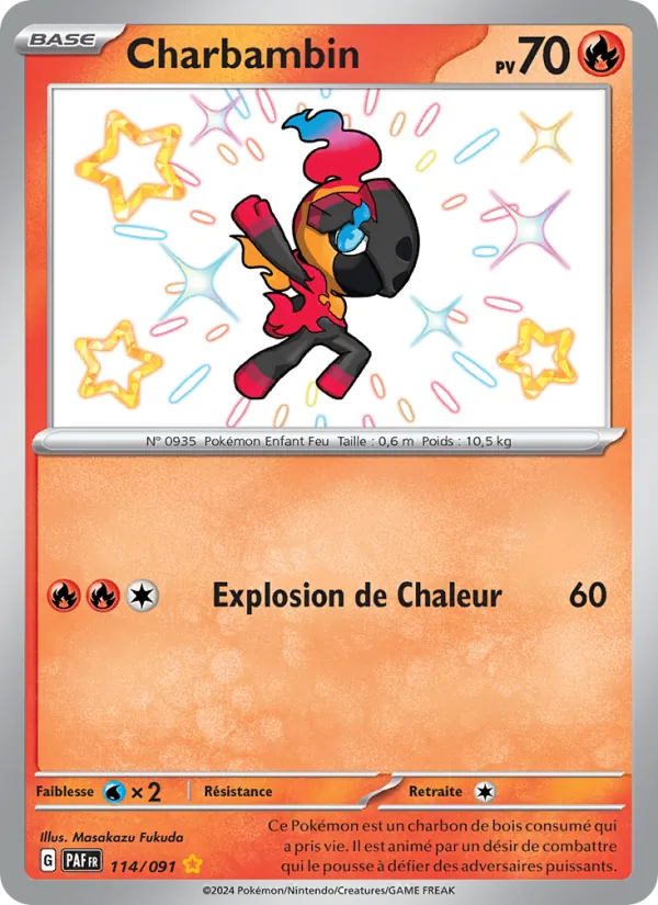 Carte Pokémon Charbambin 114/91 de l'extension Destinées de Paldea
