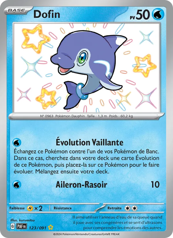 Carte Pokémon Dofin 123/91 de l'extension Destinées de Paldea