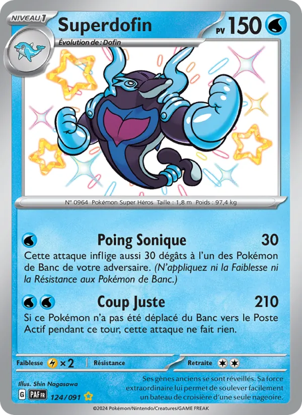 Carte Pokémon Superdofin 124/91 de l'extension Destinées de Paldea