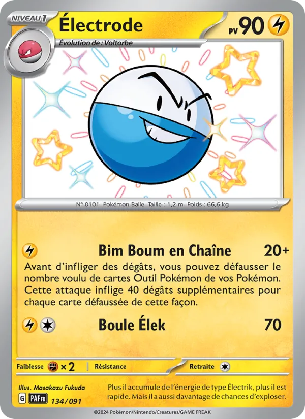 Carte Pokémon Électrode 134/91 de l'extension Destinées de Paldea
