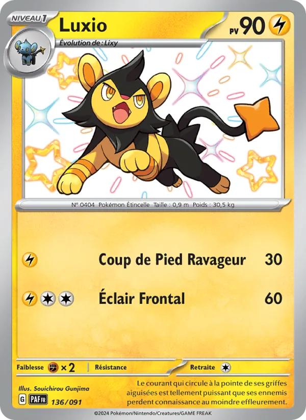 Carte Pokémon Luxio 136/91 de l'extension Destinées de Paldea