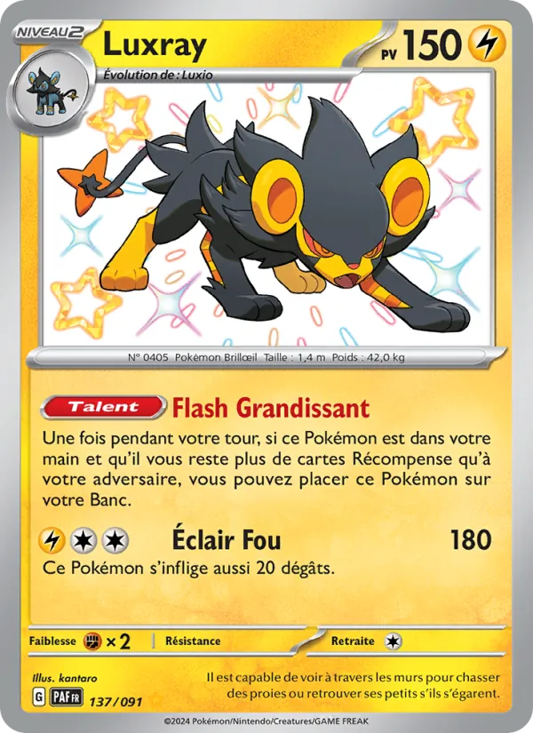 Carte Pokémon Luxray 137/91 de l'extension Destinées de Paldea