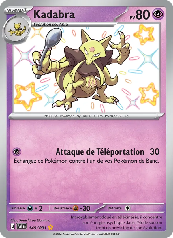 Carte Pokémon Kadabra 149/91 de l'extension Destinées de Paldea