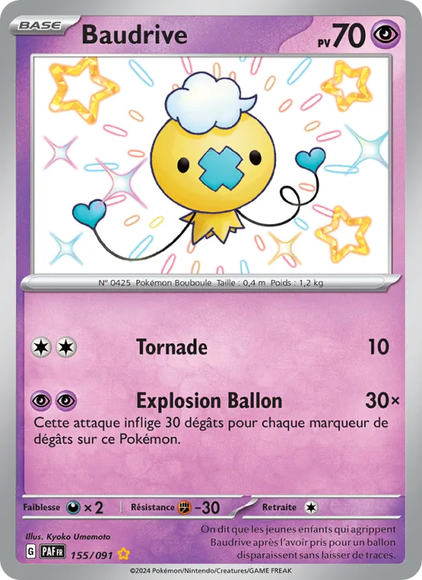 Carte Pokémon Baudrive 155/91 de l'extension Destinées de Paldea