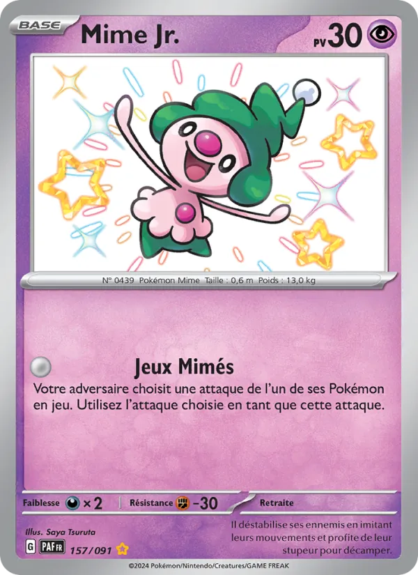 Carte Pokémon Mime Jr. 157/91 de l'extension Destinées de Paldea
