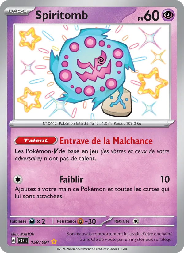 Carte Pokémon Spiritomb 158/91 de l'extension Destinées de Paldea