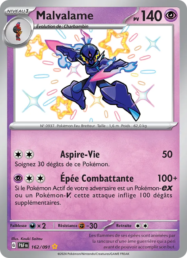 Carte Pokémon Malvalame 162/91 de l'extension Destinées de Paldea