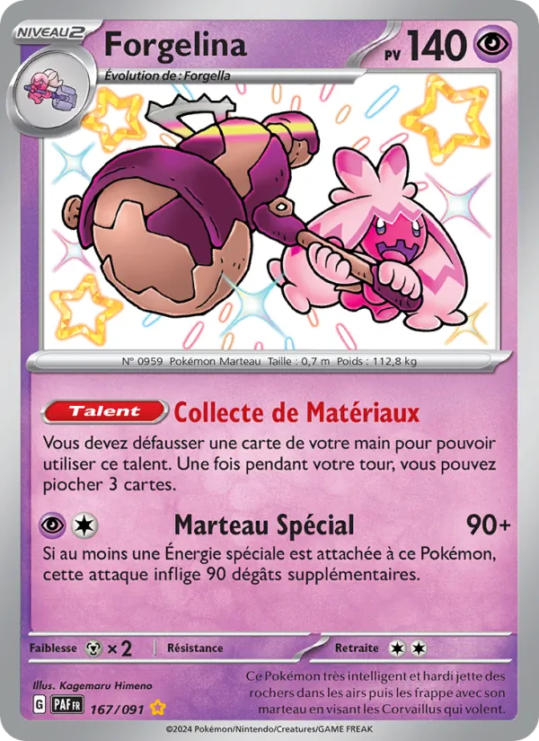 Carte Pokémon Forgelina 167/91 de l'extension Destinées de Paldea
