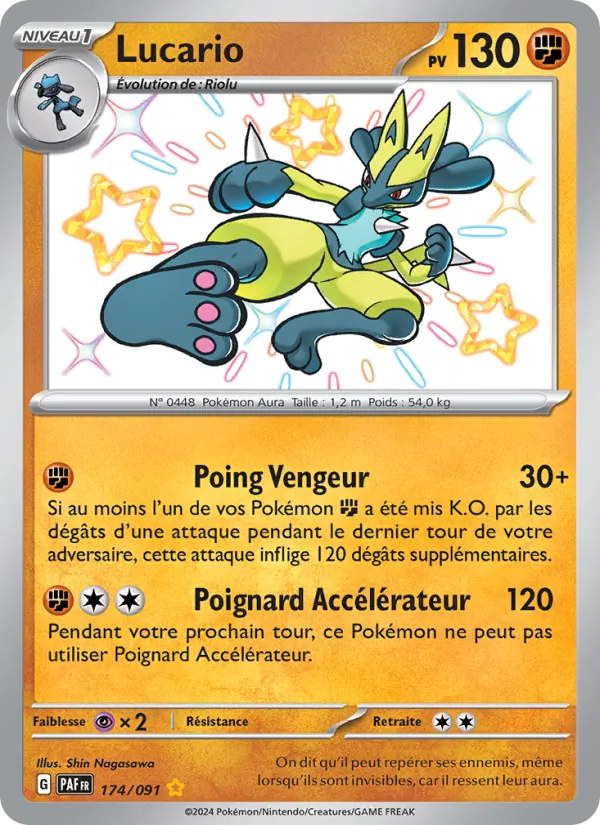 Carte Pokémon Lucario 174/91 de l'extension Destinées de Paldea