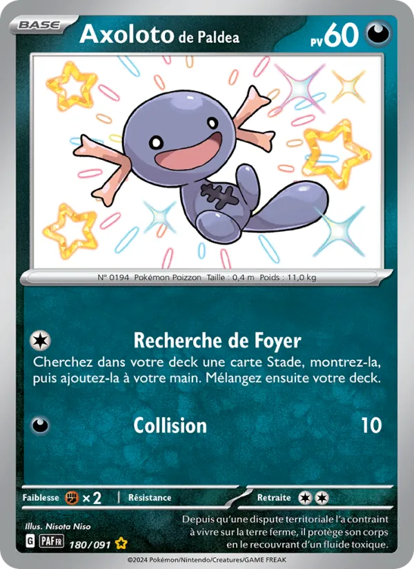 Carte Pokémon Axoloto de Paldea 180/91 de l'extension Destinées de Paldea