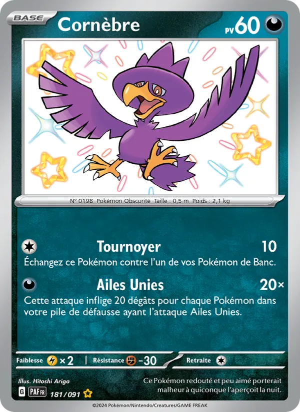 Carte Pokémon Cornèbre 181/91 de l'extension Destinées de Paldea