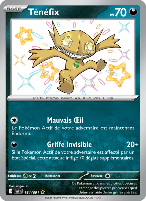 Carte Pokémon Ténéfix 184/91 de l'extension Destinées de Paldea