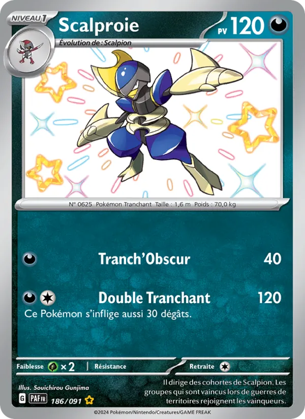 Carte Pokémon Scalproie 186/91 de l'extension Destinées de Paldea