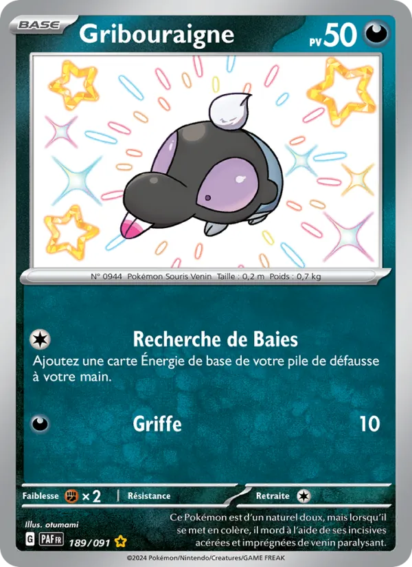 Carte Pokémon Gribouraigne 189/91 de l'extension Destinées de Paldea