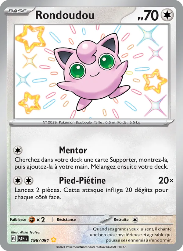 Carte Pokémon Rondoudou 198/91 de l'extension Destinées de Paldea