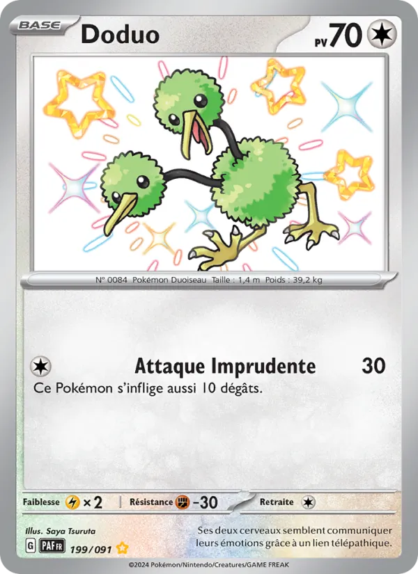 Carte Pokémon Doduo 199/91 de l'extension Destinées de Paldea