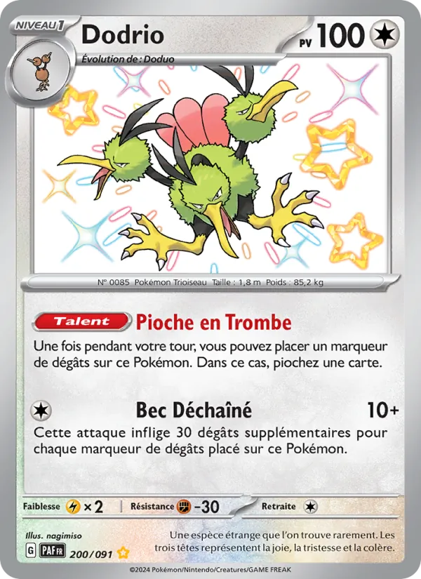 Carte Pokémon Dodrio 200/91 de l'extension Destinées de Paldea