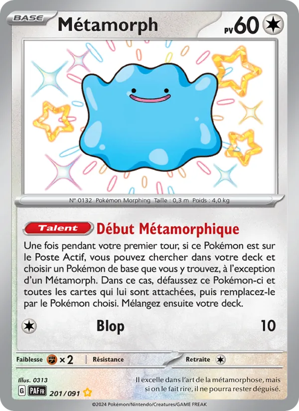 Carte Pokémon Métamorph 201/91 de l'extension Destinées de Paldea