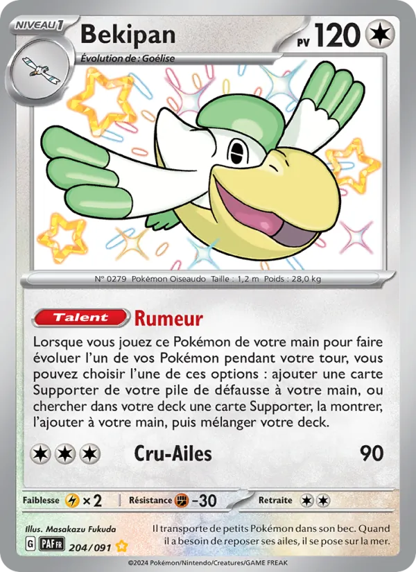 Carte Pokémon Bekipan 204/91 de l'extension Destinées de Paldea