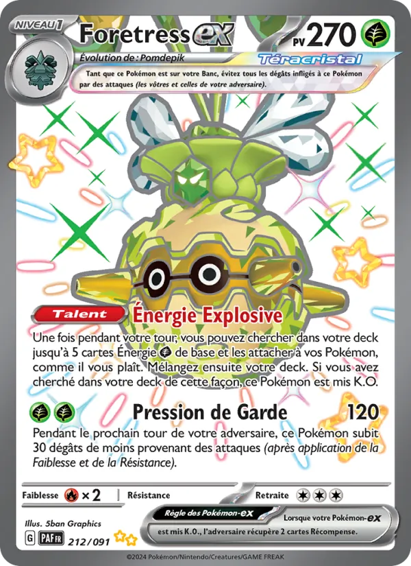 Carte Pokémon Foretress-ex 212/91 de l'extension Destinées de Paldea