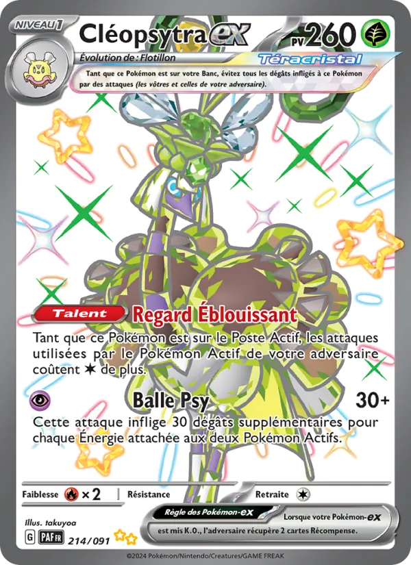 Carte Pokémon Cléopsytra-ex 214/91 de l'extension Destinées de Paldea