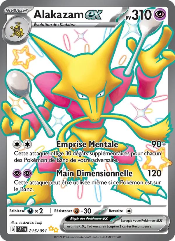 Carte Pokémon Alakazam-ex 215/91 de l'extension Destinées de Paldea