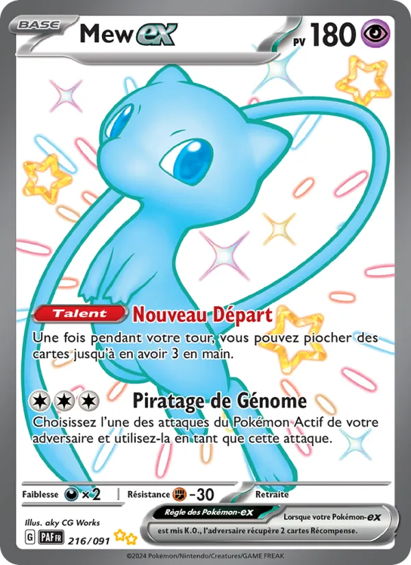 Carte Pokémon Mew-ex 216/91 de l'extension Destinées de Paldea