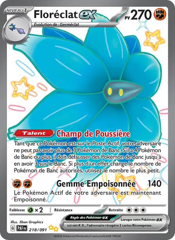 Carte Pokémon Floréclat-ex 218/91 de l'extension Destinées de Paldea
