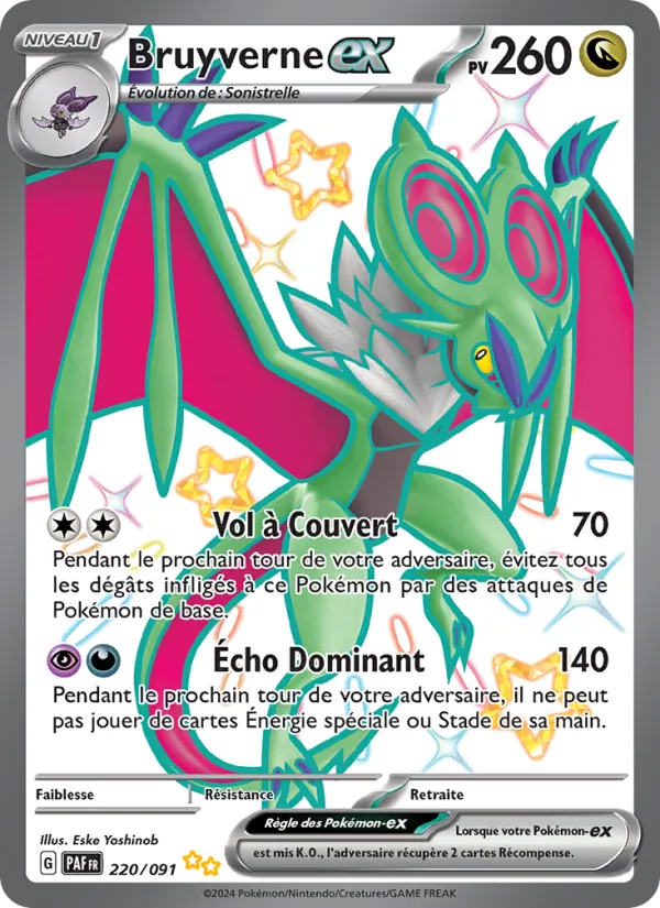Carte Pokémon Bruyverne-ex 220/91 de l'extension Destinées de Paldea