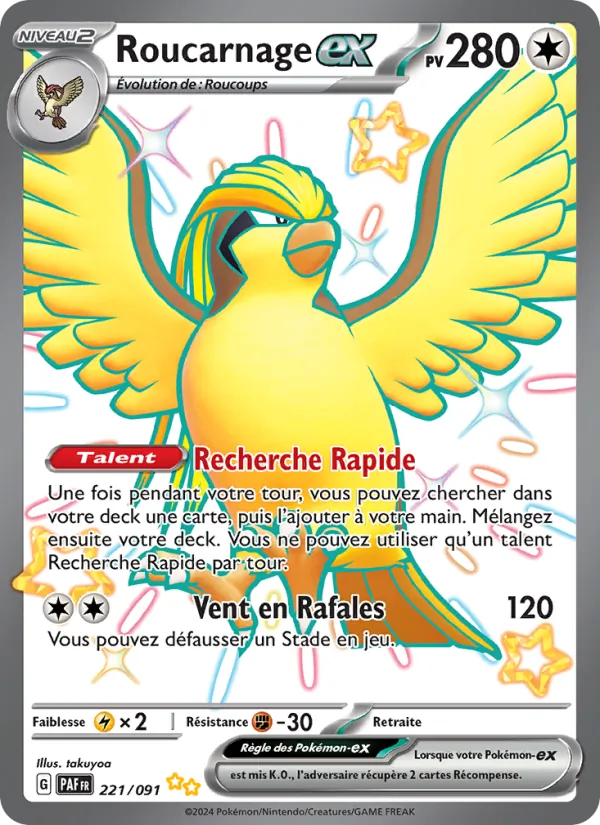 Carte Pokémon Roucarnage-ex 221/91 de l'extension Destinées de Paldea