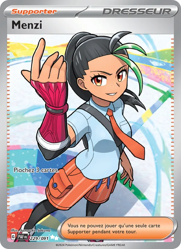 Carte Pokémon Menzi 229/91 de l'extension Destinées de Paldea