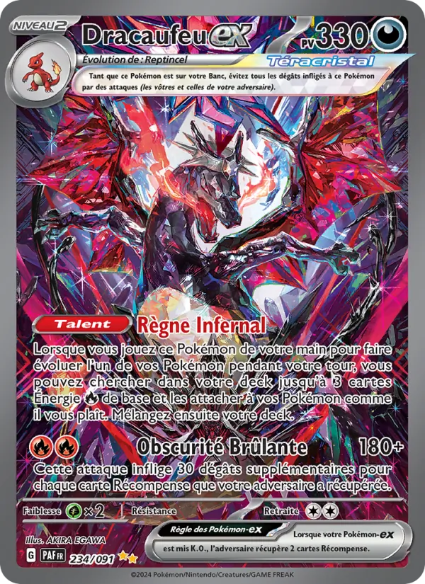 Carte Pokémon Dracaufeu-ex 234/91 de l'extension Destinées de Paldea