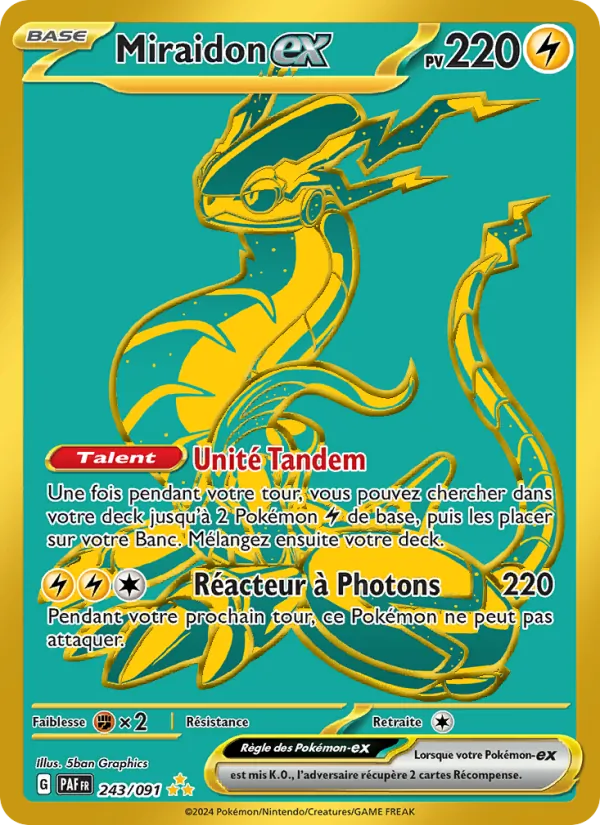 Carte Pokémon Miraidon-ex 243/91 de l'extension Destinées de Paldea