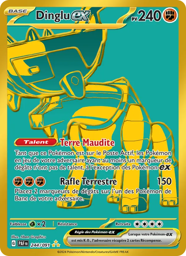 Carte Pokémon Dinglu-ex 244/91 de l'extension Destinées de Paldea