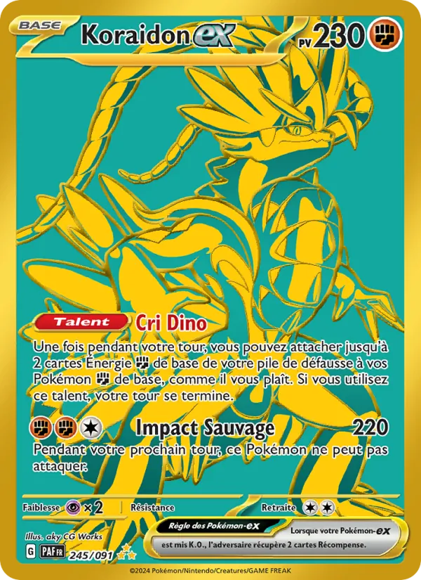 Carte Pokémon Koraidon-ex 245/91 de l'extension Destinées de Paldea