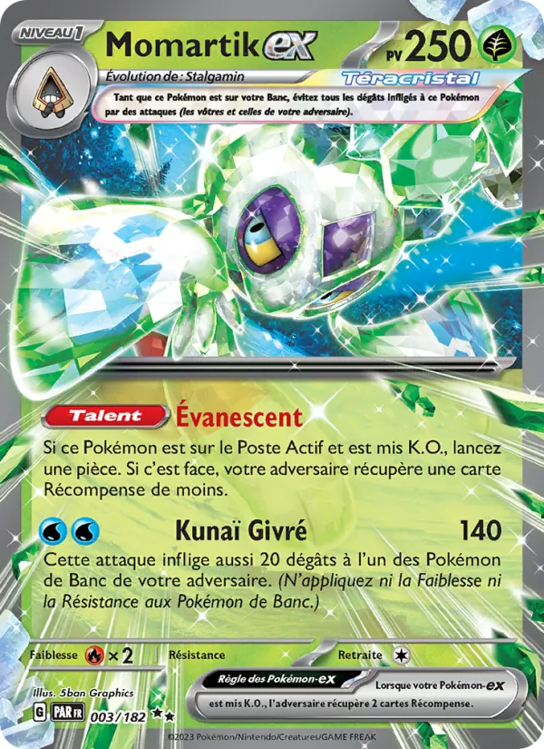Carte Pokémon Momartik-ex 003/182 de l'extension Faille Paradoxe