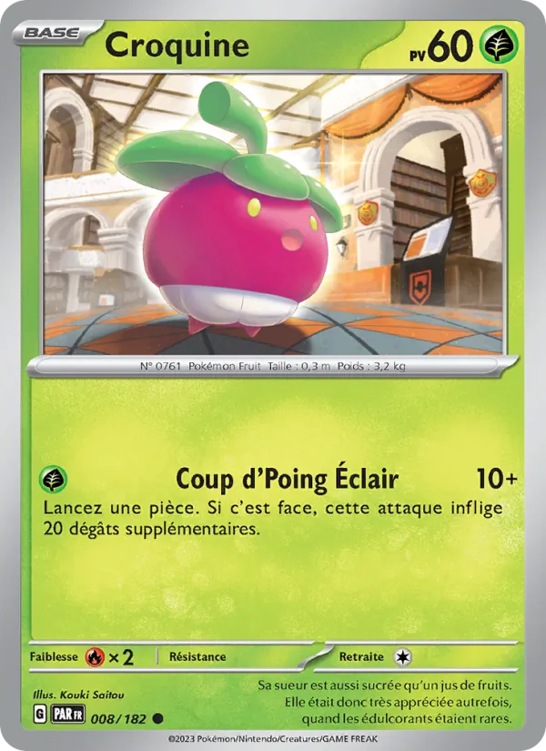 Carte Pokémon Croquine 008/182 de l'extension Faille Paradoxe