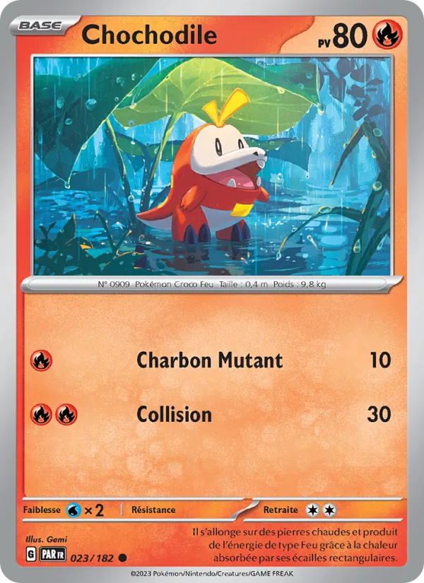 Carte Pokémon Chochodile 023/182 de l'extension Faille Paradoxe