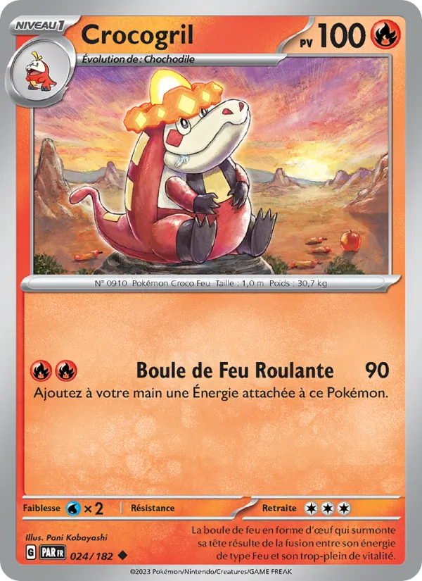 Carte Pokémon Crocogril 024/182 de l'extension Faille Paradoxe