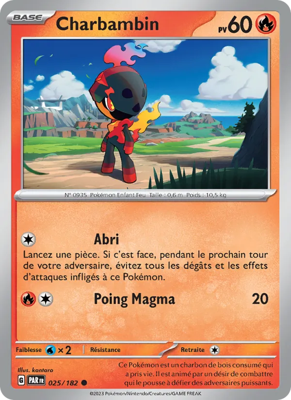Carte Pokémon Charbambin 025/182 de l'extension Faille Paradoxe